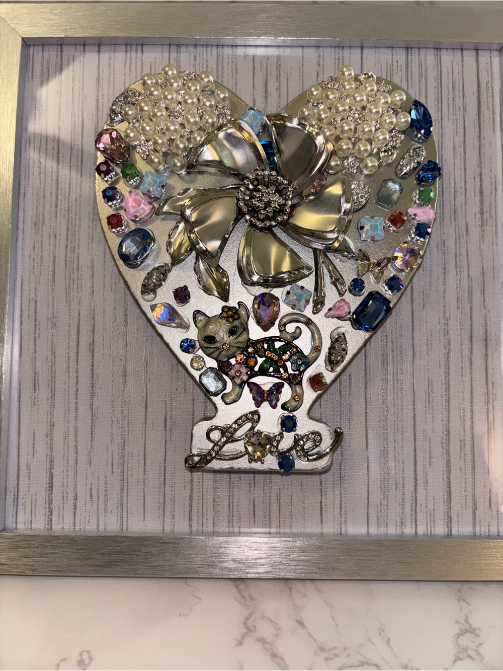 Embellished Heart Wall Art with Floral Accent